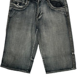 Mishka Nyc Contrast Stitch Denim Shorts - 34W 14L Gray Denim