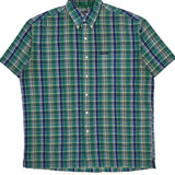 Chaps Ralph Lauren Checked Short Sleeve Shirt - Large Green Cotton
