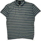 Ralph Lauren Striped Polo Shirt - Large Green Cotton