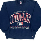Made In USA Cleveland Indians Russell Athletic Mlb Sweatshirt - Large Navy Cotton