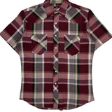 Wrangler Checked Short Sleeve Shirt - Medium Burgundy Cotton