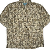 Bermuda Bay Floral Hawaiian Shirt - Large Brown Silk