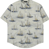 Nautica Short Sleeve Shirt - Large Blue Cotton