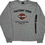 Factory Tour Harley Davidson Long Sleeve T-Shirt - 2XL Grey Cotton Blend