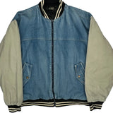 Denim Faded Glory Varsity Jacket - Large Blue Denim