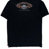 Skull Logo Harley Davidson Graphic Polo Shirt - Large Black Cotton