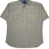 Tommy Hilfiger Striped Short Sleeve Shirt - XL Blue Cotton