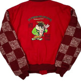 Handsome Devil Looney Tunes Graphic Bomber Jacket - XL Burgundy Cotton