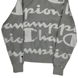 Reverse Weave Champion Spellout Hoodie - Small Gray Cotton
