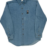 Mickey Mouse Embroidery Disney Cartoon Denim Shirt - Small Blue Cotton