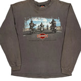 Motorcycles Harley Davidson Graphic Long Sleeve T-Shirt - Large Gray Cotton