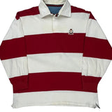 Crest Logo Chaps Ralph Lauren Striped Rugby Shirt - XL Red Cotton