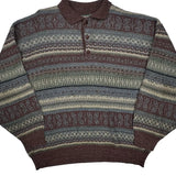 Caroche Argyle Sweater - Large Multicoloured Wool Blend
