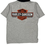 Age 12-14 Harley Davidson Striped Polo Shirt - Large Gray Cotton