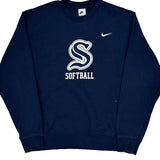 Nike Graphic Sweatshirt - Large Navy Cotton
