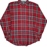 Nautica Checked Flannel Shirt - Large Red Cotton