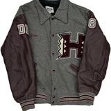 Hillside Football Neff Football Varsity Jacket - Large Burgundy Leather
