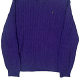Polo By Ralph Lauren Cable Knit Sweater - Large Purple Cotton
