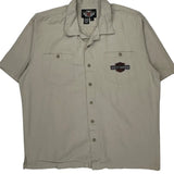 Motorcycles Harley Davidson Graphic Short Sleeve Shirt - XL Beige Cotton