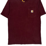 Carhartt T-Shirt - Small Burgundy Cotton