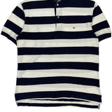 Tommy Hilfiger Striped Polo Shirt - Large Navy Cotton