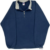 Made In USA Russell Athletic 1/4 Zip - Large Blue Cotton
