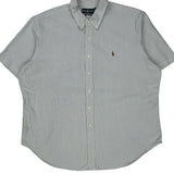 Ralph Lauren Striped Short Sleeve Shirt - 2XL Blue Cotton