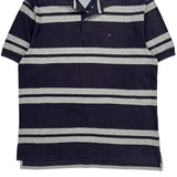 Tommy Hilfiger Striped Polo Shirt - XL Navy Cotton