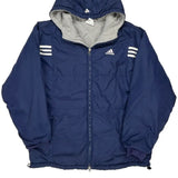 Adidas Striped Jacket - Large Blue Polyester