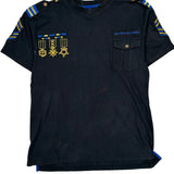 Military Style Bare Fox Graphic T-Shirt - 3XL Black Cotton