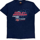Freedom Loud And Clear Harley Davidson Graphic T-Shirt - Small Blue Cotton