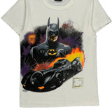Single Stitch 1989 Batman And Batmobile Batman Graphic T-Shirt - Small White Cotton