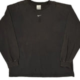 Nike Center Swoosh Long Sleeve T-Shirt - XL Black Cotton