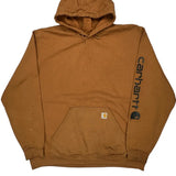 Carhartt Spellout Hoodie - 2XL Brown Cotton
