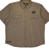 Motorcycles Harley Davidson Spellout Short Sleeve Shirt - 2XL Brown Cotton