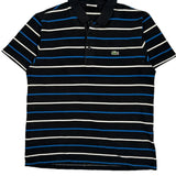 Lacoste Striped Polo Shirt - Large Blue Cotton