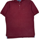 Tommy Hilfiger Polo Shirt - Large Burgundy Cotton