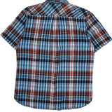 Levis Checked Short Sleeve Shirt - Large Blue Cotton
