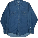 Wrangler Denim Shirt - Large Blue Cotton