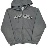 Adidas Spellout Hoodie - Large Gray Cotton Blend