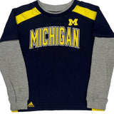 Age 7 University Of Michigan Adidas College Long Sleeve T-Shirt - Large Gray Cotton