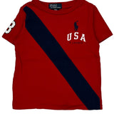 Age 24 Months USA Polo By Ralph Lauren T-Shirt - 3XS Red Cotton