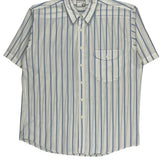80S/90S Levis Striped Short Sleeve Shirt - Large White Polyester Blend