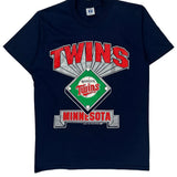 Minnesota Twins 1991 Logo Athletics Graphic T-Shirt - Large Navy Cotton