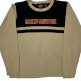 Harley Davidson Spellout Long Sleeve T-Shirt - XL Beige Cotton