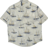 Nautica Short Sleeve Shirt - Large Blue Cotton