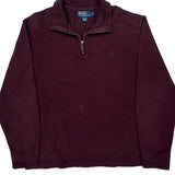 Polo By Ralph Lauren 1/4 Zip - Large Burgundy Cotton