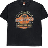 Live Free Ride Hard Harley Davidson Graphic T-Shirt - XL Black Cotton