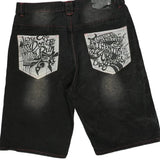 Embroidered Unbranded Baggy Denim Shorts - 37W 12L Black Denim