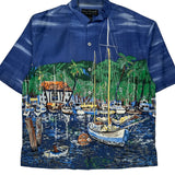 Unbranded Graphic Hawaiian Shirt - Large Blue Silk